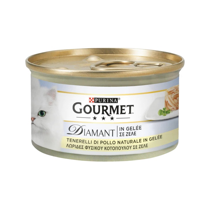 Purina Gourmet Diamant Tenerelli Di Pollo Naturale In Gelée Per Gatti Lattina 85g-1