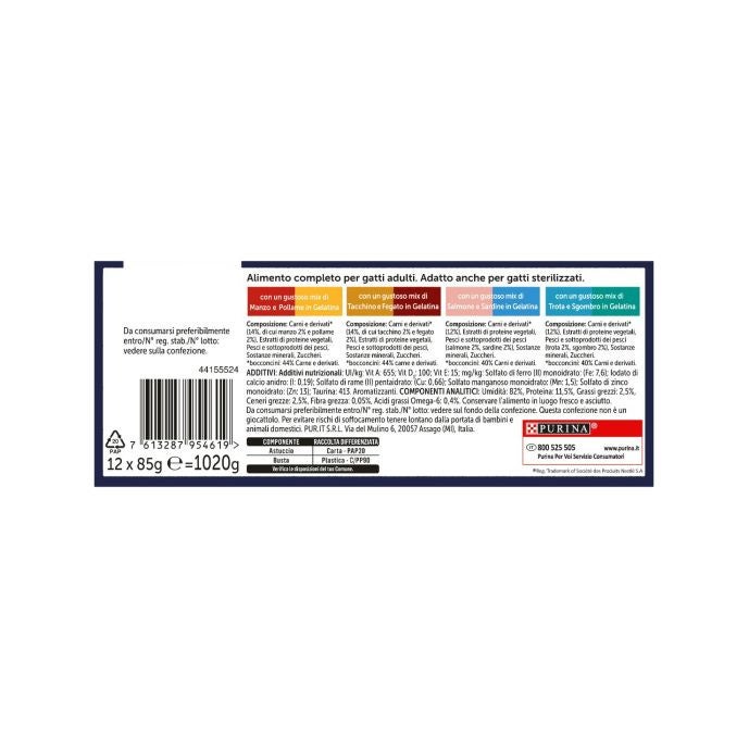 Purina Felix Le Ghiottonerie Manzo/Tacchino/Salmone/Trota Cibo Umido Gatti Adulti Busta 12x85g-5