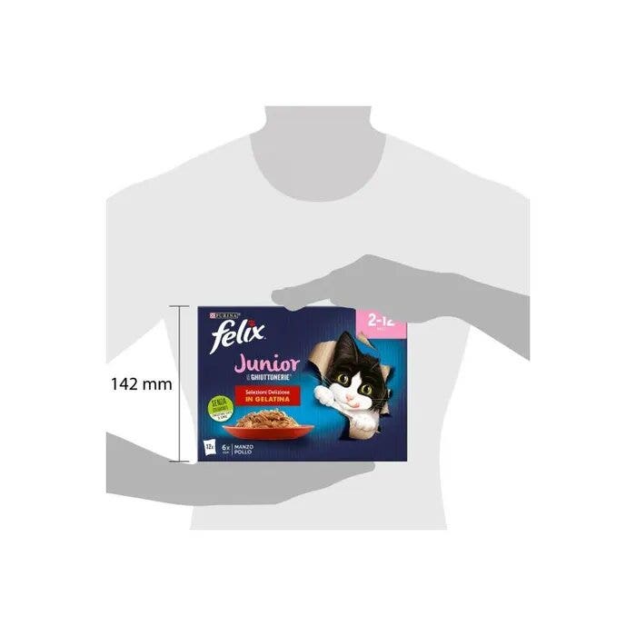 Purina Felix Le Ghiottonerie Junior Gusto Manzo/Pollo Cibo Umido Per Gattini Busta 12x85g-11