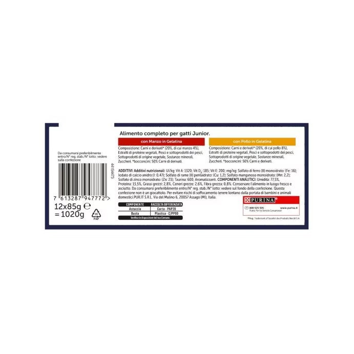 Purina Felix Le Ghiottonerie Junior Gusto Manzo/Pollo Cibo Umido Per Gattini Busta 12x85g-5