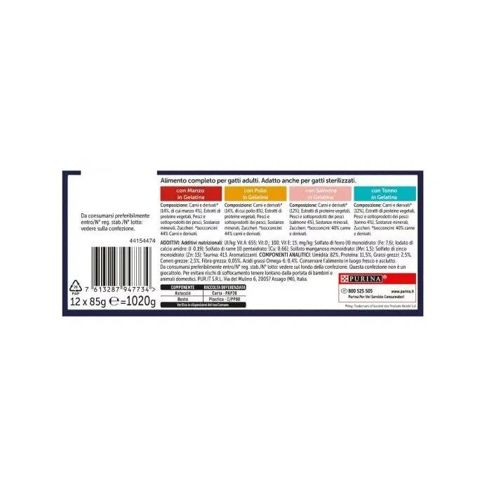 Purina Felix Le Ghiottonerie Gusto Manzo/Pollo/Salmone/Tonno Cibo Umido Gatti Adulti Busta 12x85g-11