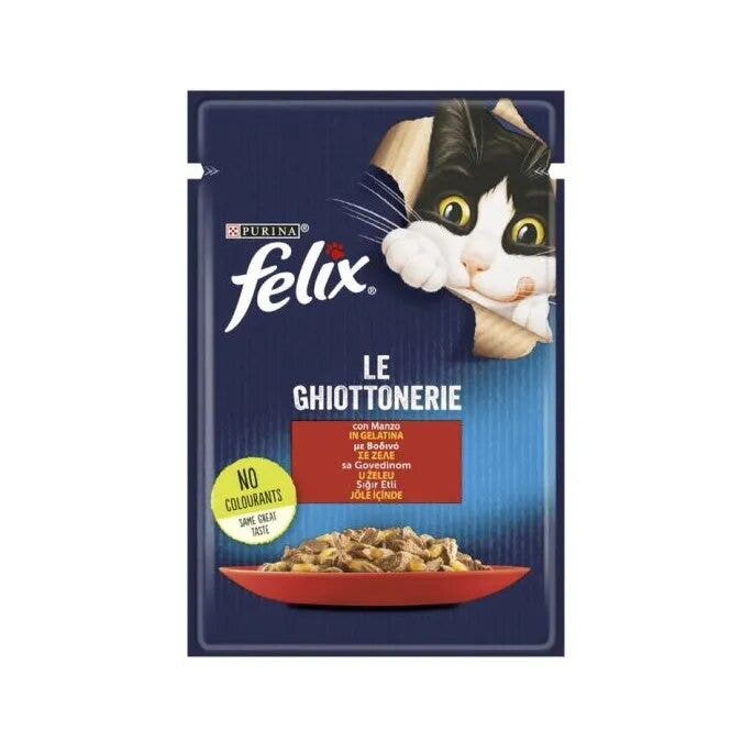 Purina Felix Le Ghiottonerie Gusto Manzo Cibo Umido Gatti Adulti Busta 85g-5
