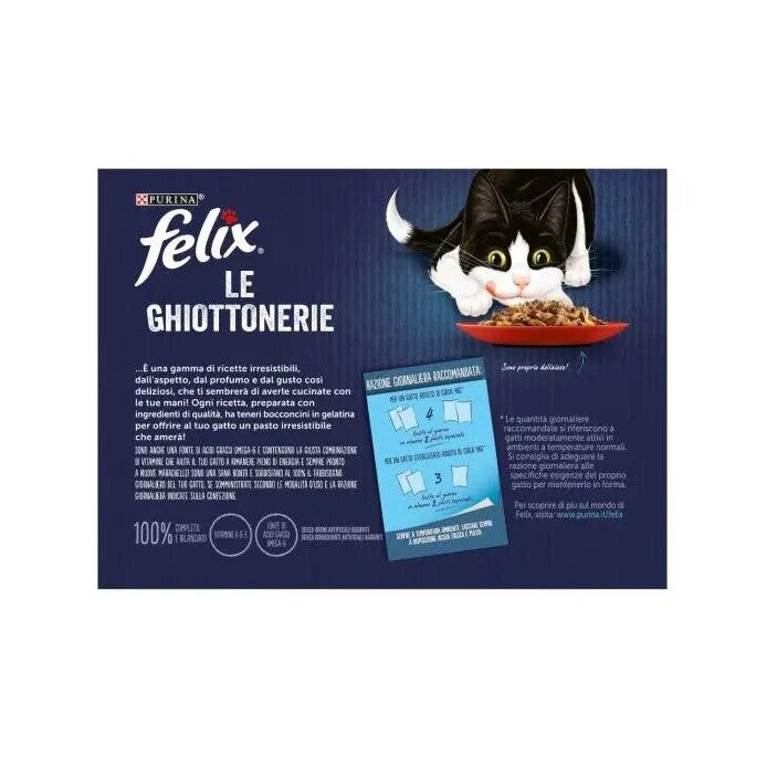 Purina Felix Le Ghiottonerie Selezioni Gusto Manzo/Pollo Cibo Umido Gatti Adulti Busta 12x85g-8