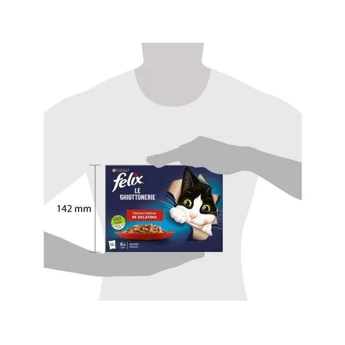 Purina Felix Le Ghiottonerie Selezioni Gusto Manzo/Pollo Cibo Umido Gatti Adulti Busta 12x85g-11