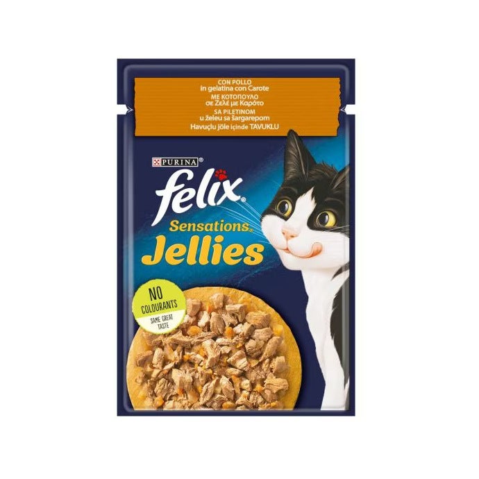 Purina Felix Sensations Jellies Pollo/Carote Cibo Umido Gatti Adulti Busta 85g-1