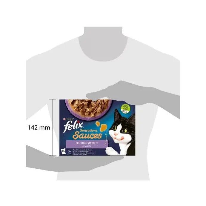 Purina Felix Sensations Sauces Tacchino/Manzo/Salmone/Sardine Cibo Umido Gatti Adulti Busta 12x85g-8