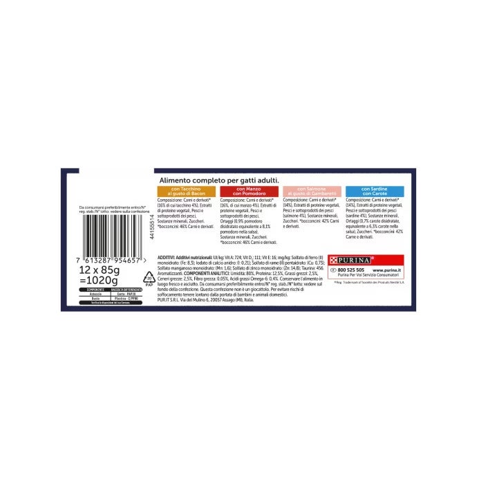 Purina Felix Sensations Sauces Tacchino/Manzo/Salmone/Sardine Cibo Umido Gatti Adulti Busta 12x85g-5