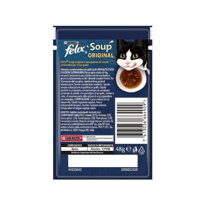Purina Felix Soup Gusto Manzo Cibo Umido Gatti Adulti Busta 48g-2