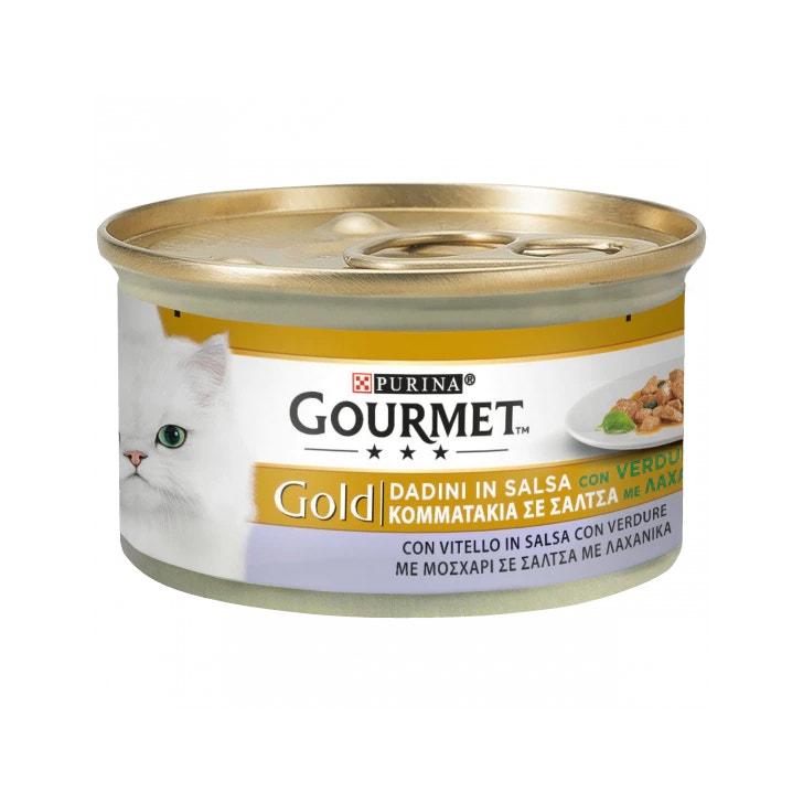 Purina Gourmet Gold Dadini In Salsa Con Vitello E Verdure Per Gatti Lattina 85 g-1