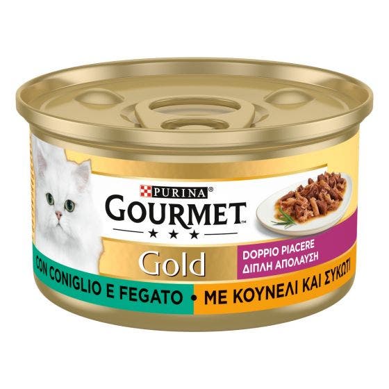 Purina Gourmet Gold Gatto Doppio Piacere Con Coniglio E Fegato Per Gatti Lattina 85g-1