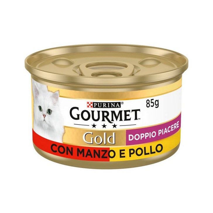 Purina Gourmet Gold Doppio Piacere Con Manzo E Pollo Per Gatti Lattina 85g-1