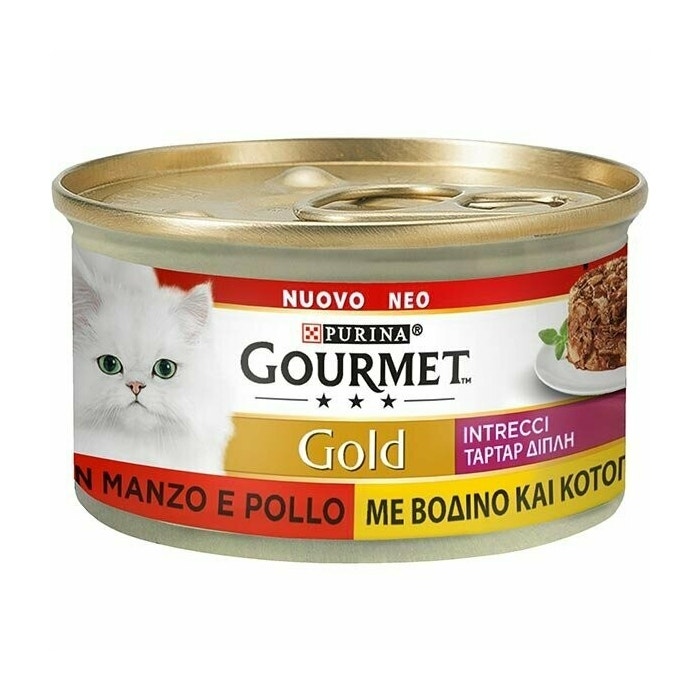 Purina Gourmet Gold Intrecci Di Pollo E Manzo Per Gattina Lattina 85g-1