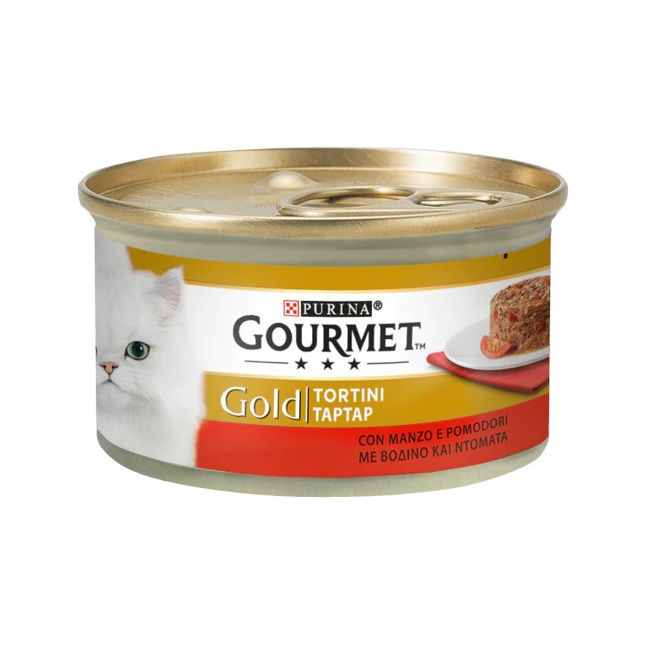Purina Gourmet Gold Tortini Con Manzo E Pomodori Per Gatti Lattina 85g-1