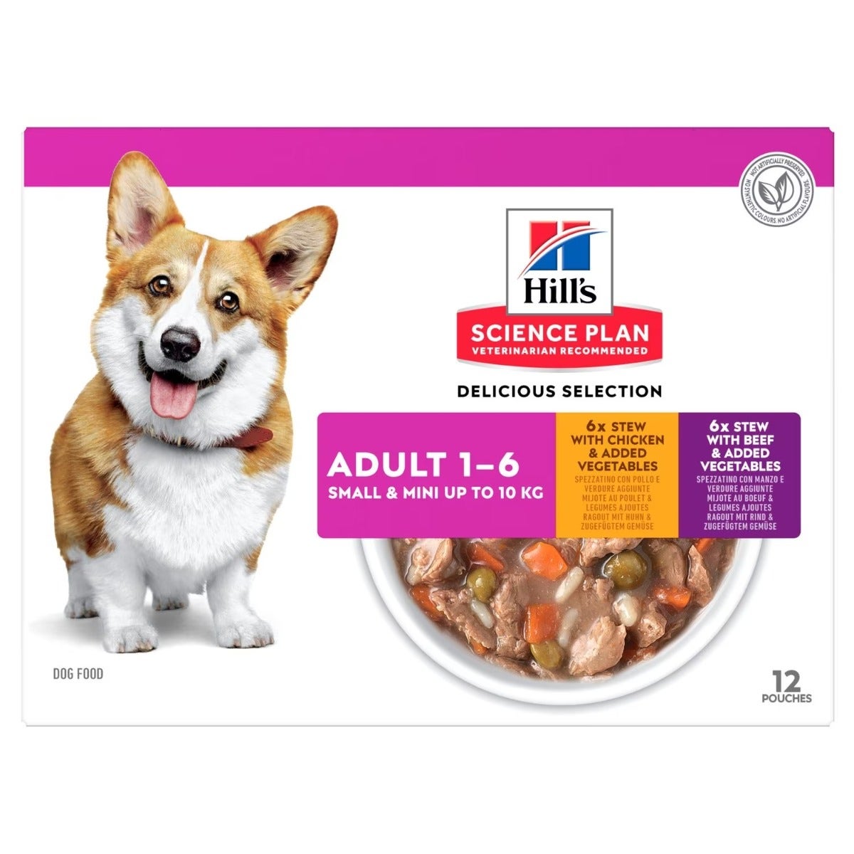Hill's Science Plan Adult 1-6 Spezzatino Pollo/Manzo E Verdure Per Cani Adulti Taglia Piccola/Mini Bustine 12x80g-1