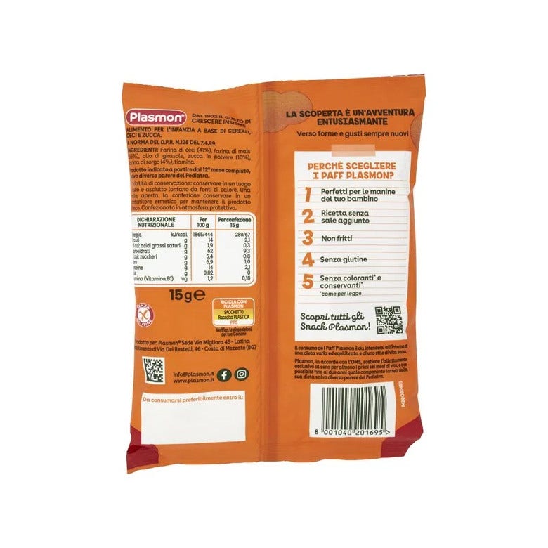 Plasmon Paff Stelline Ceci E Zucca 12M+ 15g-1