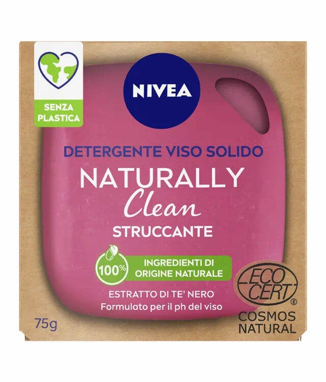 Nivea Naturally Clean Struccante Viso 75g Detergente Viso Struccante Solido Naturale Formula Vegana-2