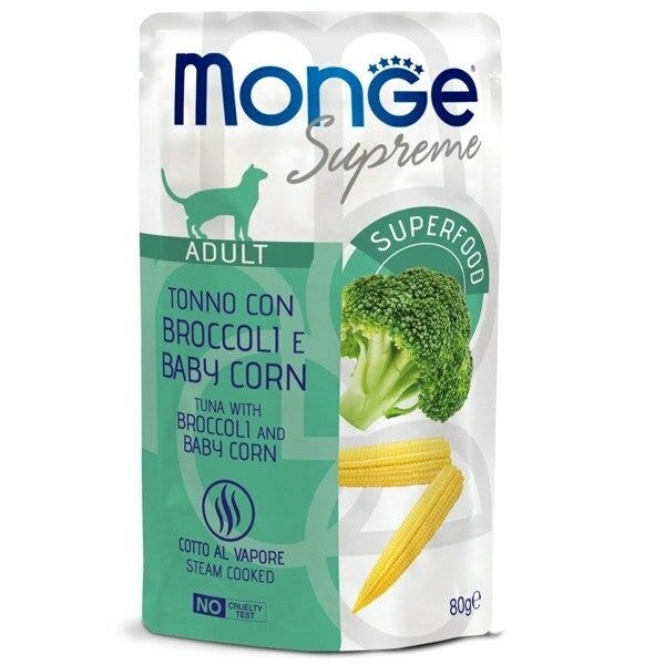 Monge Supreme Pezzetti di Tonno con Broccoli Baby Mais Cibo Umido Gatti Adulti 80g-2