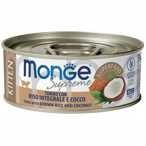 Monge Supreme Tonno Riso Integrale e Cocco Cibo Umido Gattini 80g-2