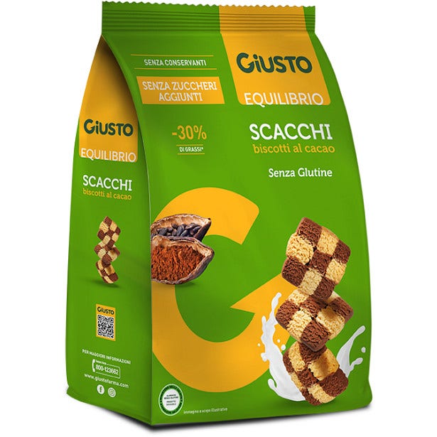 Giusto Senza Glutine Scacchi Equilibrio Biscotti Al Cacao 250g-2