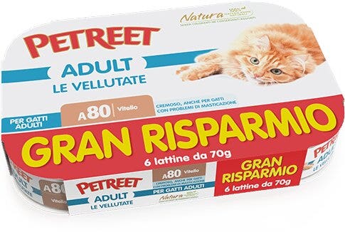 Petreet Vellutate Vitello Cibo Umido Gatto Adulto 6x70g-2