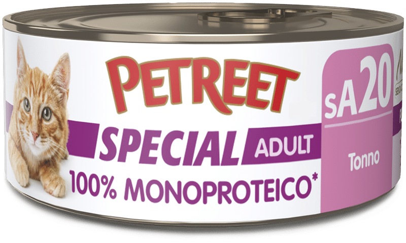 Petreet Monoproteico Tonno Cibo Umido Gatto Adulto Barattolo 60g-1