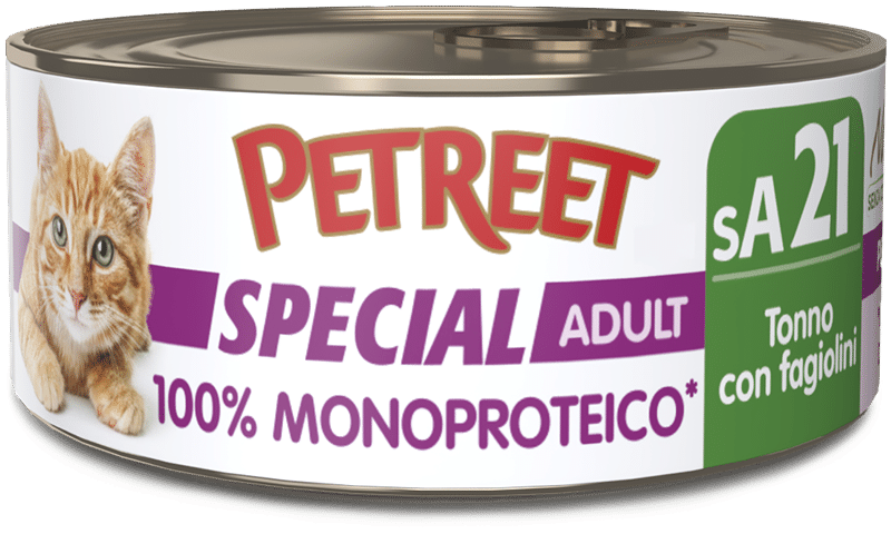 Petreet Monoproteico Tonno Con Fagiolini Cibo Umido Gatto Adulto Barattolo 60g-1