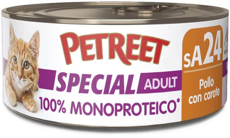 Petreet Monoproteico Pollo Con Carote Cibo Umido Gatto Adulto Barattolo 60g-1
