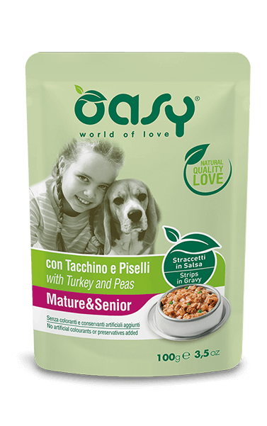 Oasy Straccetti In Salsa Con Tacchino E Piselli Per Cani Adulti/Anziani Bustina 100g-1
