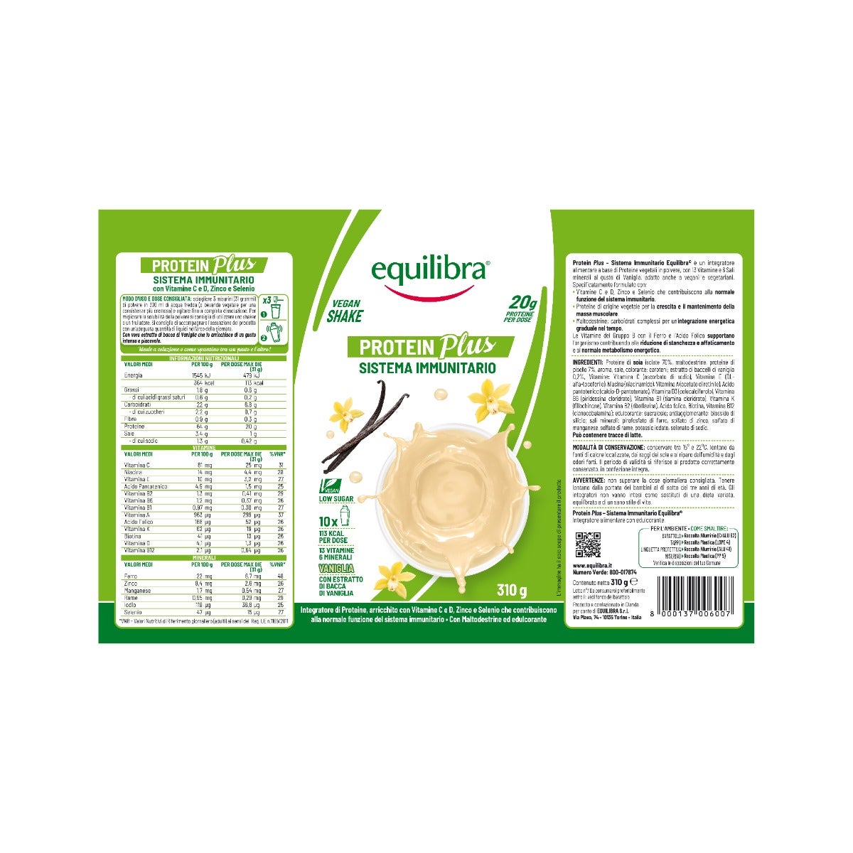 Equilibra Vegan Protein Shake Vaniglia 310 g-3