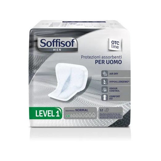 Soffisof Men Pannolone Incontinenza Sagomato Livello 1 Taglia Unica 12 Pezzi-1