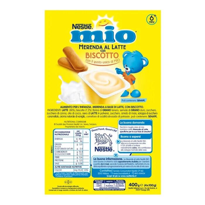 Nestlè Mio Merenda Al Latte Biscotto 4 Vasetti Da 100g-7
