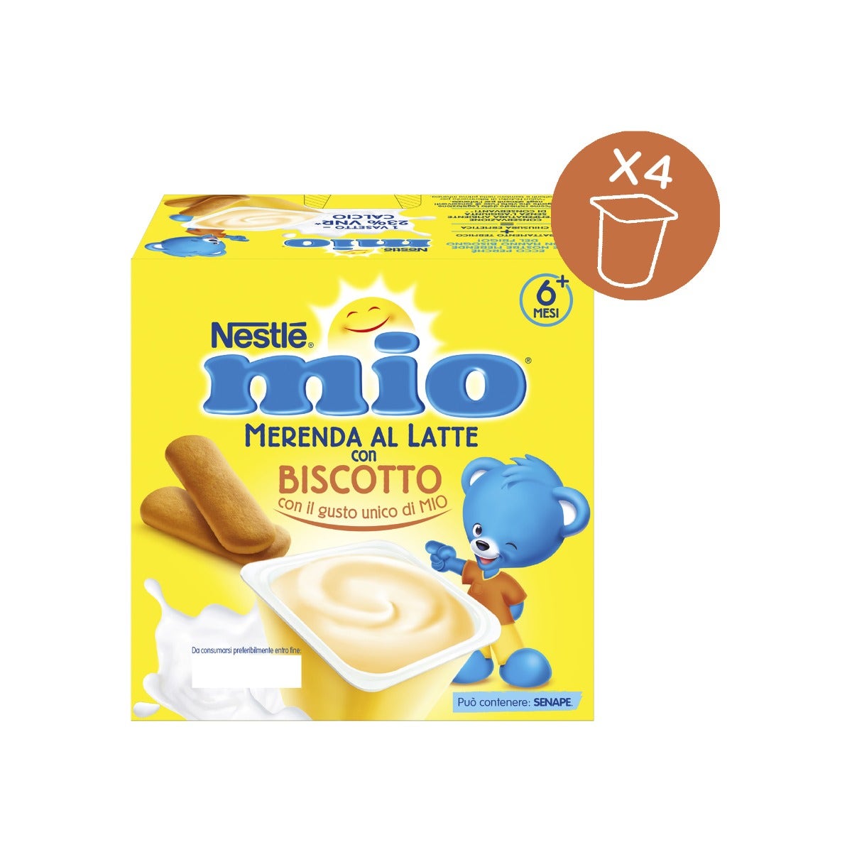 Nestlè Mio Merenda Al Latte Biscotto 4 Vasetti Da 100g-5