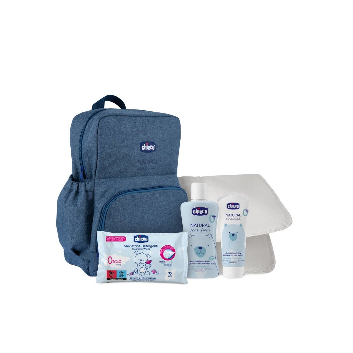 Chicco Natural Sensation Zaino Detergente Corpo&Capelli + Crema Lenitiva + Salviette-2