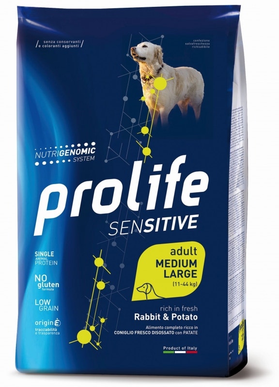 Prolife Dog Sensitive Rabbit & Potato Cibo Secco Per Cani Adulti Taglia Media/Grande Sacco 10 Kg-1