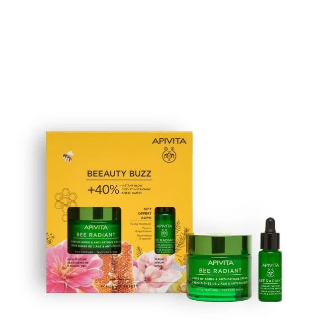 Apivita Set Bee Radiant Crema Ricca 50ml + Siero 10ml-1