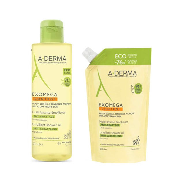 A-Derma Exomega Control Olio Lavante Emolliente 500ml + Ecoricarica 500ml-1