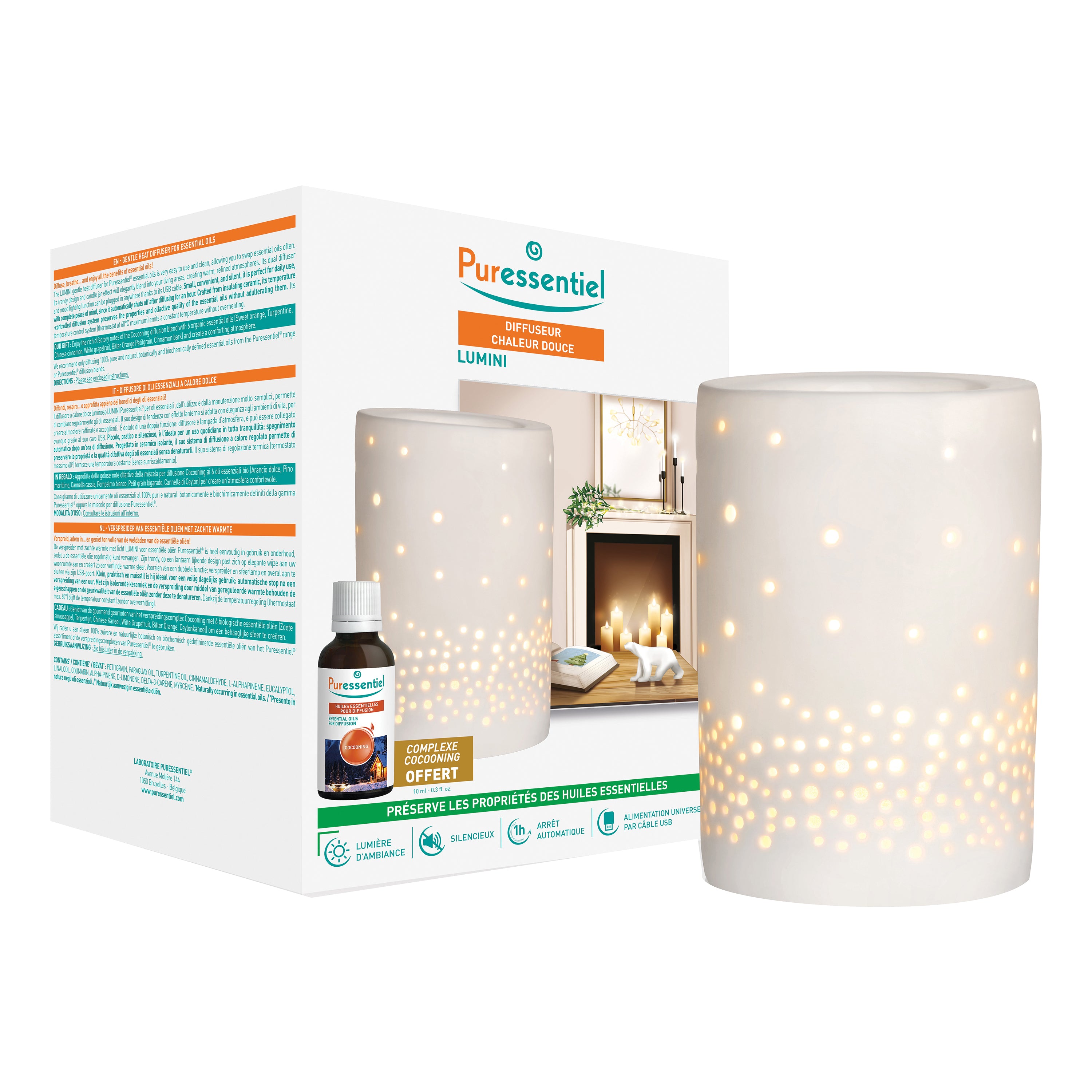 Puressentiel Cofanetto Diffusore Calore Dolce Lumini + Miscela Cocooning 10 ml