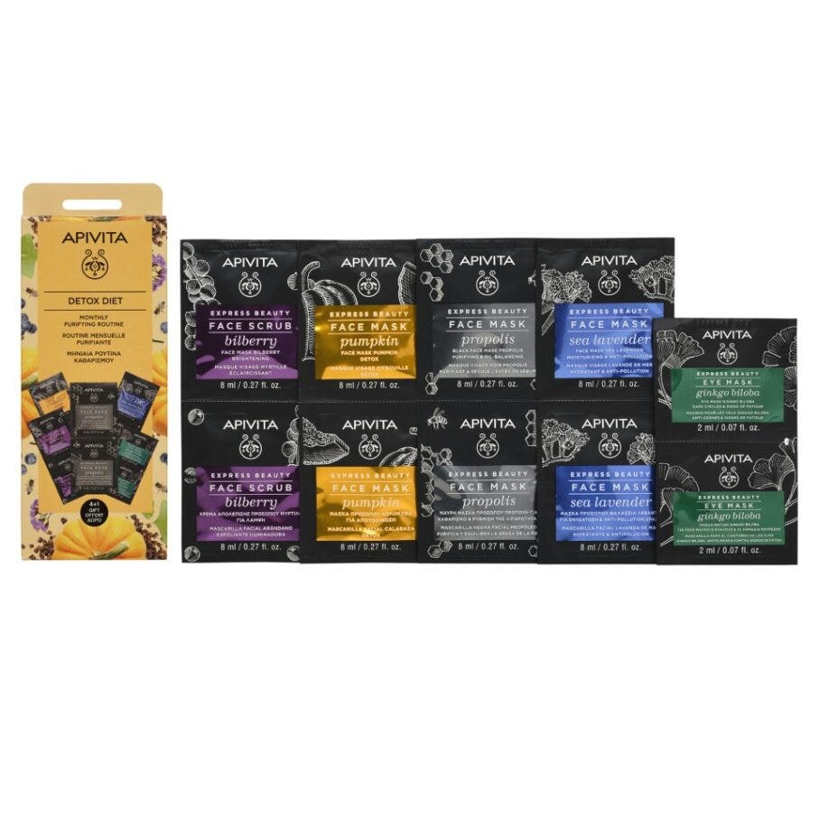Apivita Express Beauty Dieta Detox Set 4 Maschere Viso-1