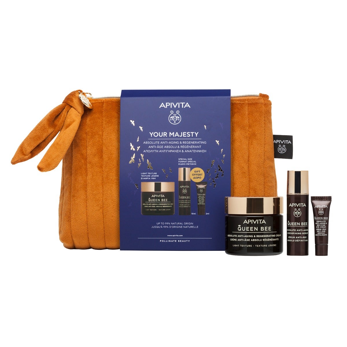 Apivita Cofanetto Queen Bee Crema Anti-età Assoluta Texture Leggera+Siero Anti-età Assoluto 10ml+Contorno Occhi 2ml-1
