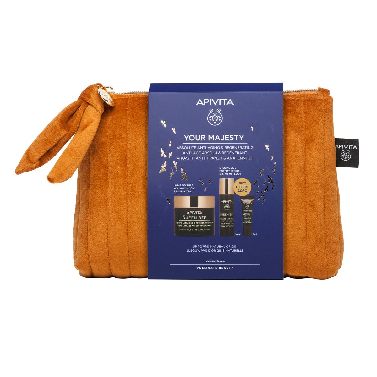Apivita Cofanetto Queen Bee Crema Anti-età Assoluta Texture Leggera+Siero Anti-età Assoluto 10ml+Contorno Occhi 2ml-2