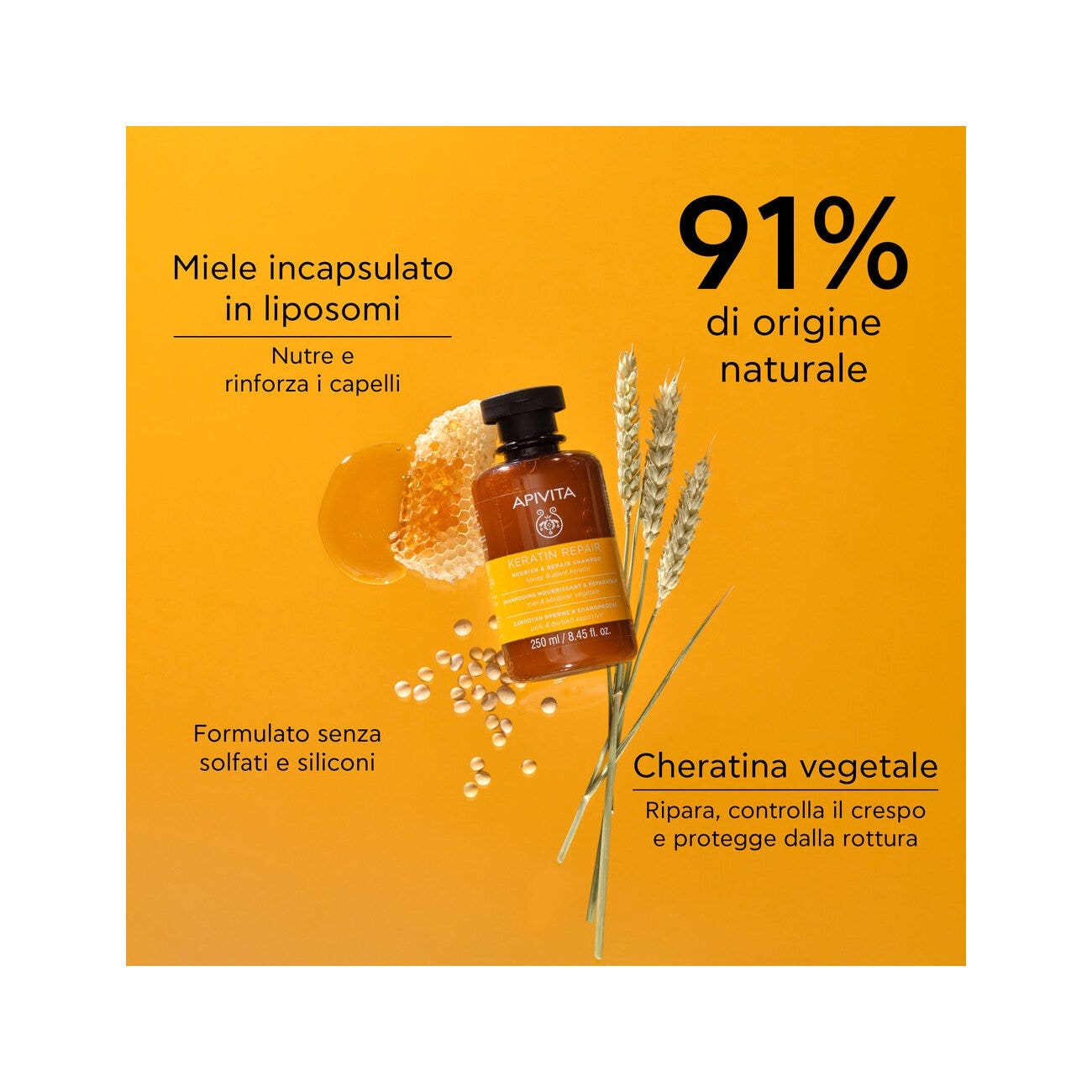 Apivita Keratin Repair Shampoo Nutriente Riparatore 250ml-4