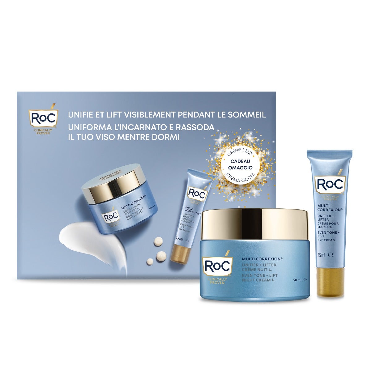 Roc Even Tone + Lift Crema Viso Idratante Notte 50ml + Contorno Occhi 15ml-0