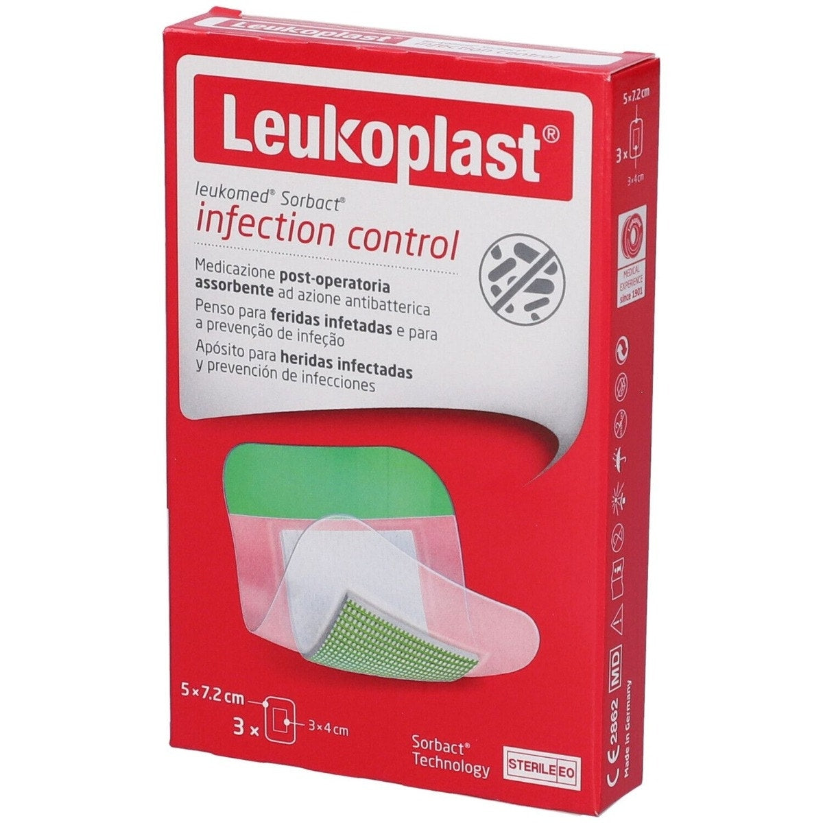 Leukomed Sorbact Medicazione 5x7,2 cm 3 Pezzi-0