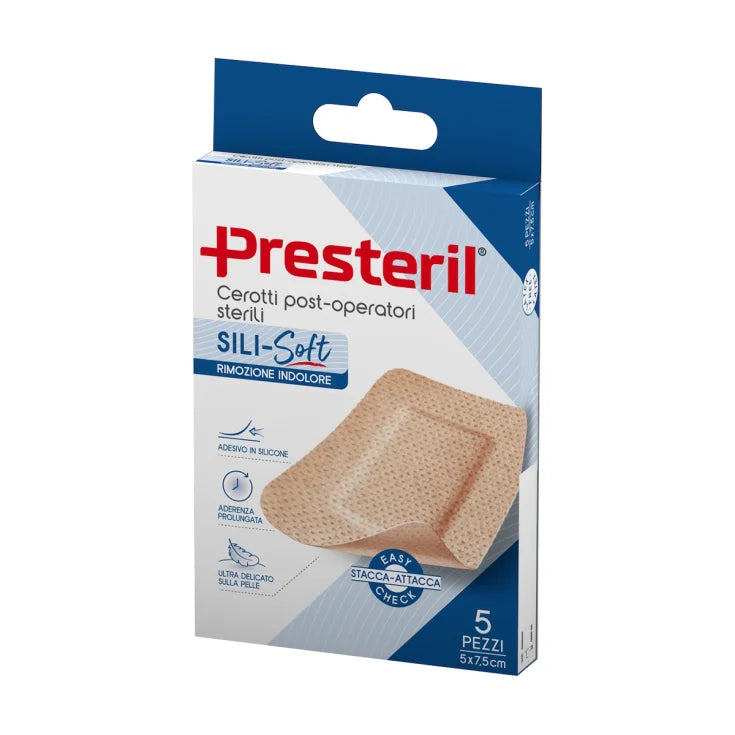 Cerotto Presteril Sili-soft Skin Post Operatorio 5x7,5 cm 5 Pezzi