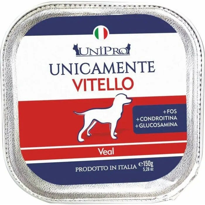Unipro Unicamente Vitello Cibo Umido Cani Adulti Vaschetta 150g-1