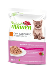 Natural Trainer Gatto Kitten & Young con Tacchino Bocconcini in Salsa 85g-1