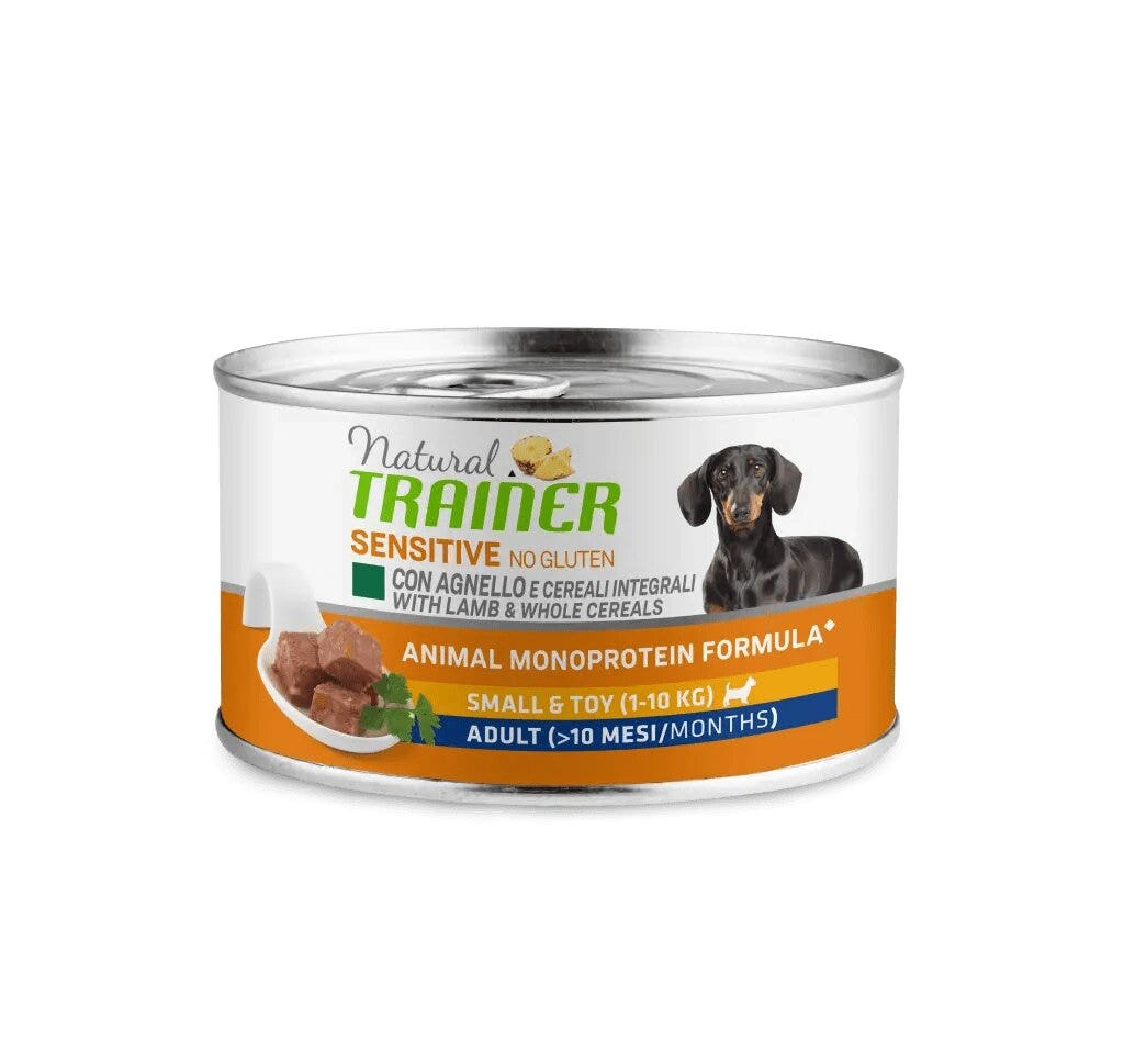 Natural Trainer Cane Sensitive No Gluten Small & Toy Adult con Agnello e Cereali Integrali 150g-1