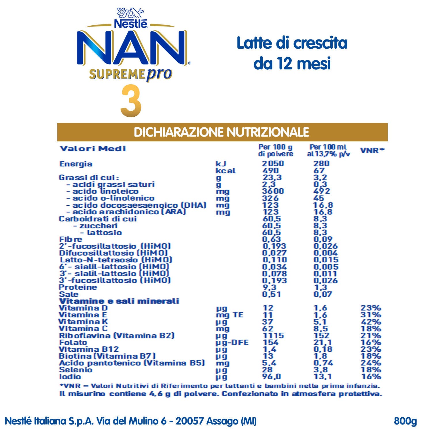 Nan Supreme Pro 3 Latte Di Crescita Polvere 800g-7