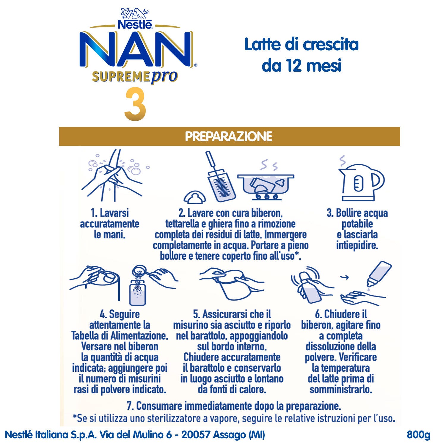Nan Supreme Pro 3 Latte Di Crescita Polvere 800g-6