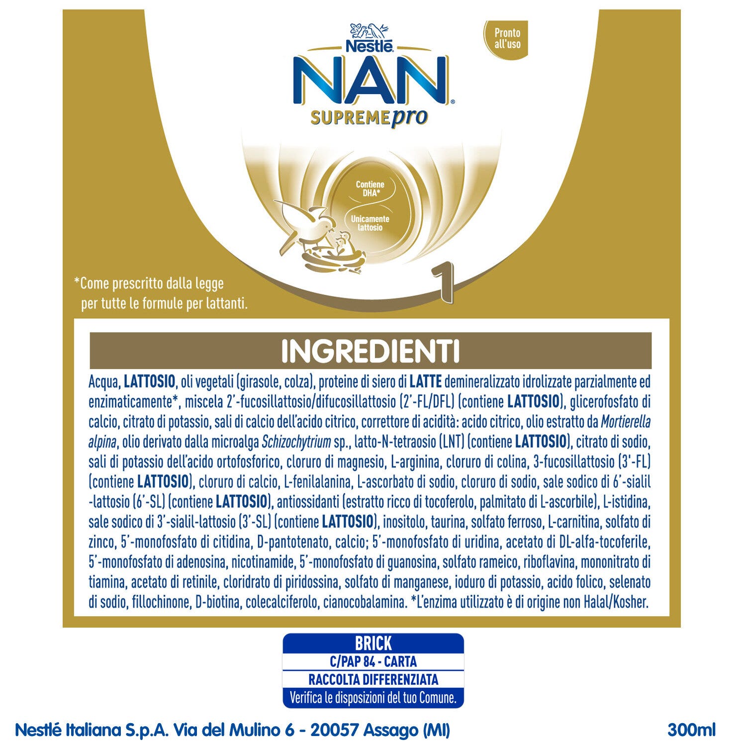 Nestlé NAN Supreme Pro 1 Latte Per Lattanti Dalla Nascita 300ml-3